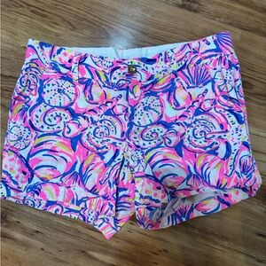 Lilly Pulitzer Pink Multi Shell-Print High Waist Shorts